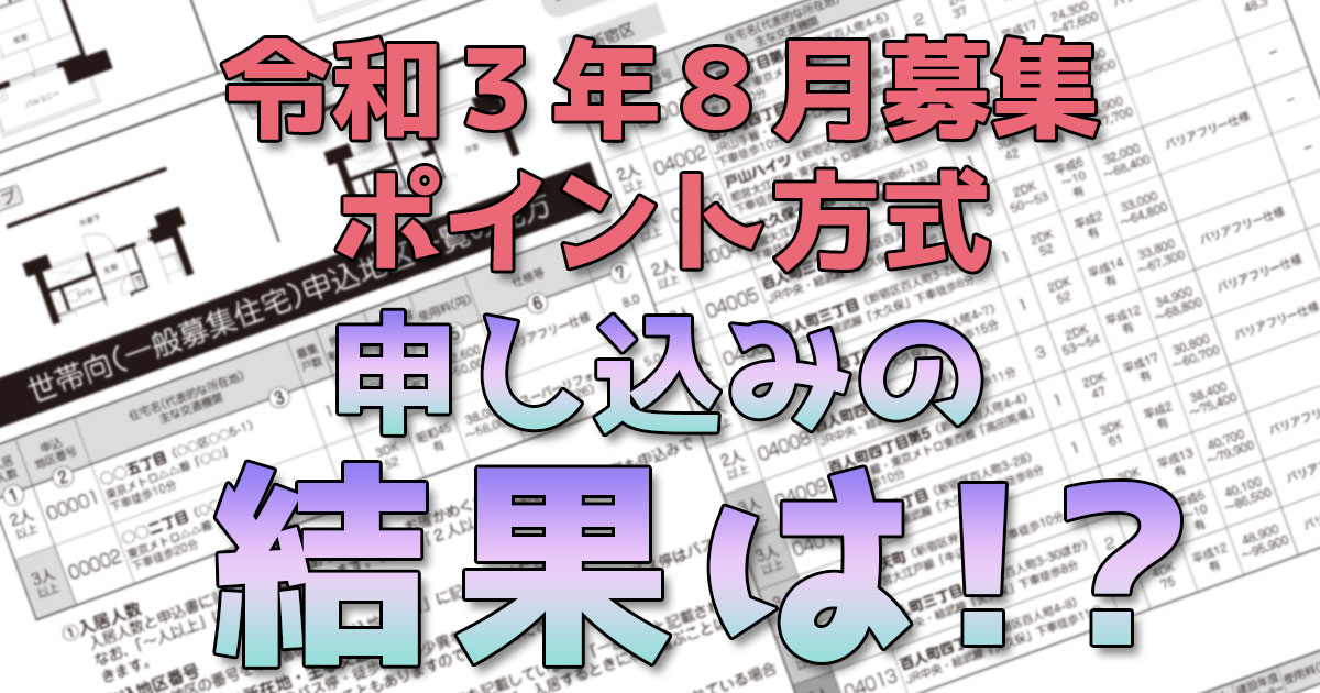 都営住宅令和3年8月ポイント方式結果